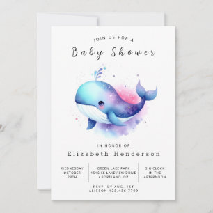 Invitation Baby shower de baleines moderne à imprimer