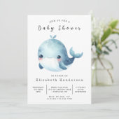 Invitation Baby shower de baleines modifiable classique (Debout devant)