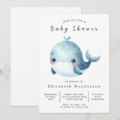 Invitation Baby shower de baleines modifiable classique (Devant / Derrière)