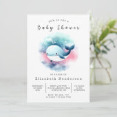 Invitation Baby shower de baleines modifiable classique (Debout devant)