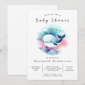 Invitation Baby shower de baleines modifiable classique (Devant / Derrière)