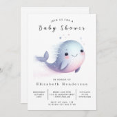 Invitation Baby shower de baleines modifiable de Boho (Devant / Derrière)
