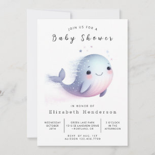 Invitation Baby shower de baleines modifiable de Boho