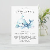Invitation Baby shower de baleines modifiable gracieux (Debout devant)