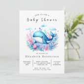Invitation Baby shower de baleines modifiable moderne (Debout devant)