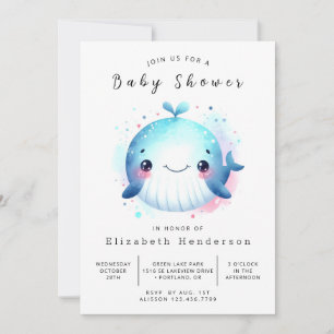 Invitation Baby shower de baleines modifiable nautique