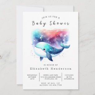 Invitation Baby shower de baleines modifiable nautique