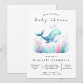 Invitation Baby shower de baleines modifiable simple (Devant / Derrière)