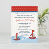 Invitation Baby shower de baleines nautiques 5x7 (Debout devant)