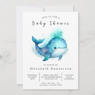 Invitation Baby shower de baleines nautiques à imprimer