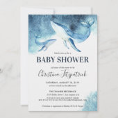 Invitation Baby shower de baleines océaniques (Devant)