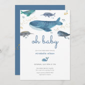 Invitation Baby shower de baleines océaniques mode (Devant / Derrière)
