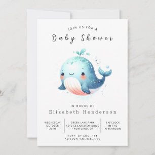 Invitation Baby shower de baleines Pastel Online