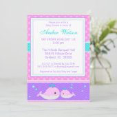Invitation Baby shower de baleines roses (Debout devant)