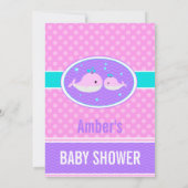 Invitation Baby shower de baleines roses (Dos)