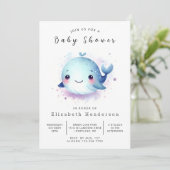 Invitation Baby shower de baleines rustique imprimable (Debout devant)