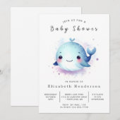Invitation Baby shower de baleines rustique imprimable (Devant / Derrière)