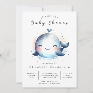 Invitation Baby shower de baleines sous-marin modifiable