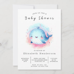 Invitation Baby shower de baleines sous-marin personnalisé