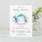 Invitation Baby shower de baleines sous-marines en ligne (Debout devant)