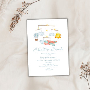 Invitation Baby shower de ballon à air chaud de l'avion d'ave