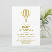 Invitation Baby shower de ballon à air chaud Gold (Debout devant)