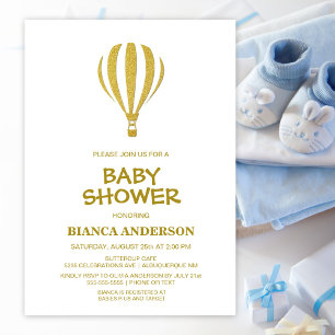 Invitation Baby shower de ballon à air chaud Gold
