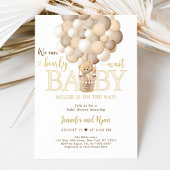 Invitation Baby shower de ballon à air chaud Gold Teddy Bear