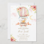 Invitation Baby shower de ballon à air chaud Jungle Animaux F (Devant)