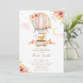 Invitation Baby shower de ballon à air chaud Jungle Animaux F (Debout devant)