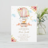 Invitation Baby shower de ballon à air chaud Jungle Animaux F (Debout devant)