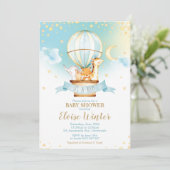 Invitation Baby shower de ballon à air chaud Jungle Animaux G (Debout devant)