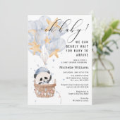 Invitation Baby shower de ballon à air chaud Panda (Debout devant)