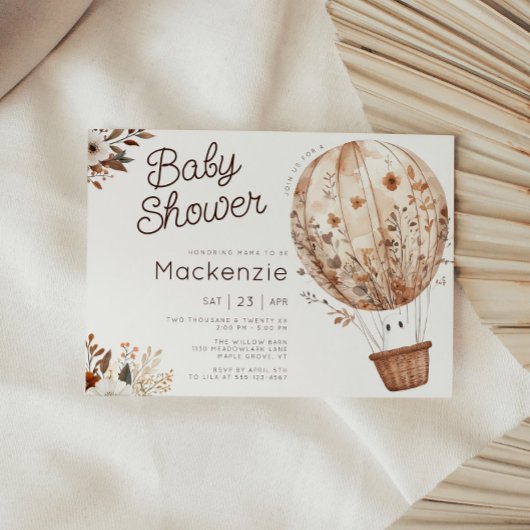 Invitation Baby shower de ballon à air chaud pare-chute