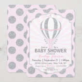 Invitation Baby shower de ballon à air chaud rose (Devant / Derrière)