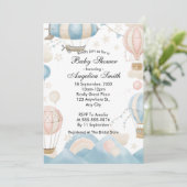 Invitation Baby shower de ballon à air chaud Watercolor (Debout devant)