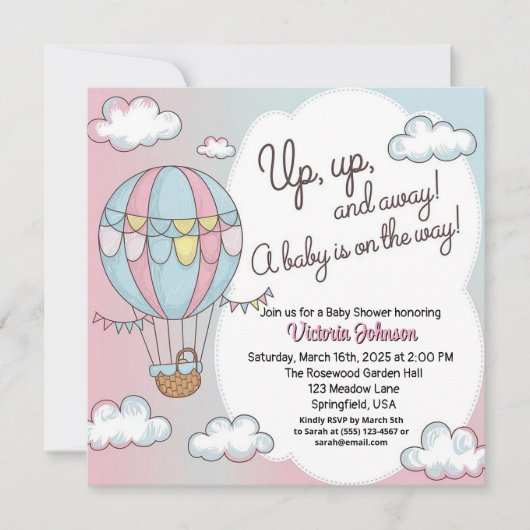 Invitation Baby shower de ballon à air chaud Whimsical (Devant)
