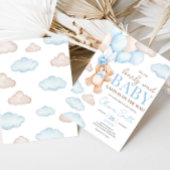 Invitation Baby shower de ballon à ours bleu