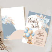 Invitation Baby shower de ballon bleu de l'ours Boho