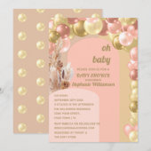 Invitation Baby shower de ballon d'arc de ballon de bébé boho (Devant / Derrière)