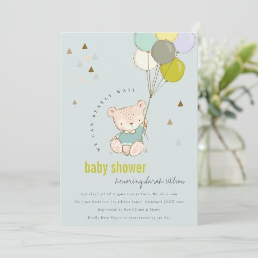 Invitation Baby shower de ballon d'attente rapide (Debout devant)