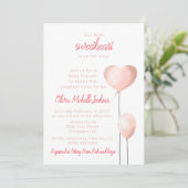 Invitation Baby shower de ballon de coeur rose Valentine (Debout devant)