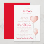 Invitation Baby shower de ballon de coeur rose Valentine (Devant / Derrière)