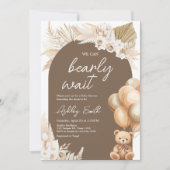 Invitation Baby shower de ballon de l'ours Boho Brown (Devant)