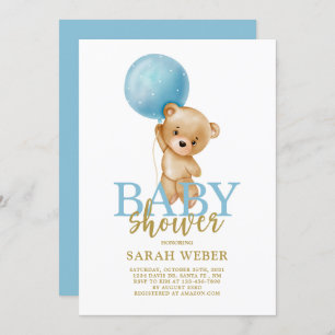 Invitation Baby shower de ballon de l'ours en peluche