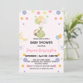 Invitation Baby shower de ballon de lune fine (Debout devant)