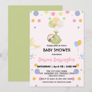 Invitation Baby shower de ballon de lune fine