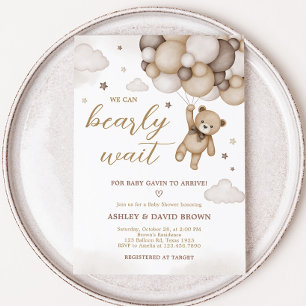 Invitation Baby shower de ballon d'ours Brown