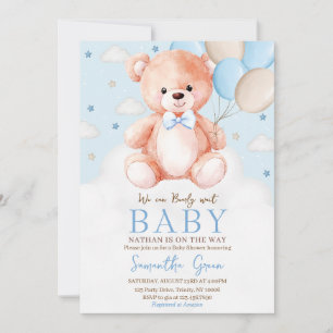 Invitation Baby shower de ballon d'ours Brown