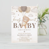 Invitation Baby shower de ballon d'ours Brown (Debout devant)